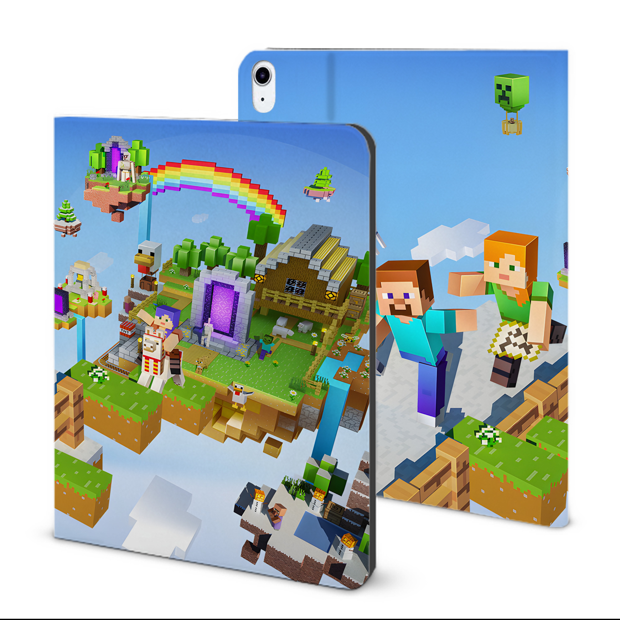 （画像用） マインクラフト ブロックの世界 Minecraft MC Block world IPad ケース ブック型 PUレザー TPU 耐衝撃 軽量 薄型 ペン収納なし 全面保護 IPad 各モデル対応